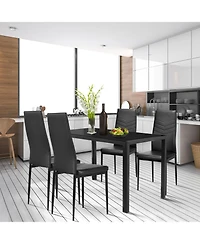Gouun 5 Piece Kitchen Dining Set with Glass Metal Table and 4 Chairs
