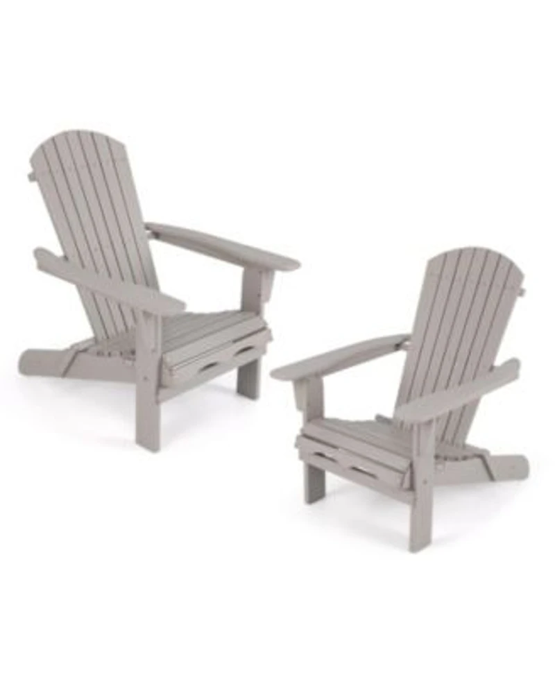 Gouun Folding Adirondack Chair Set Of 2 With High Backrest Wide Armrests