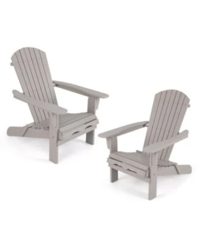 Gouun Folding Adirondack Chair Set Of 2 With High Backrest Wide Armrests