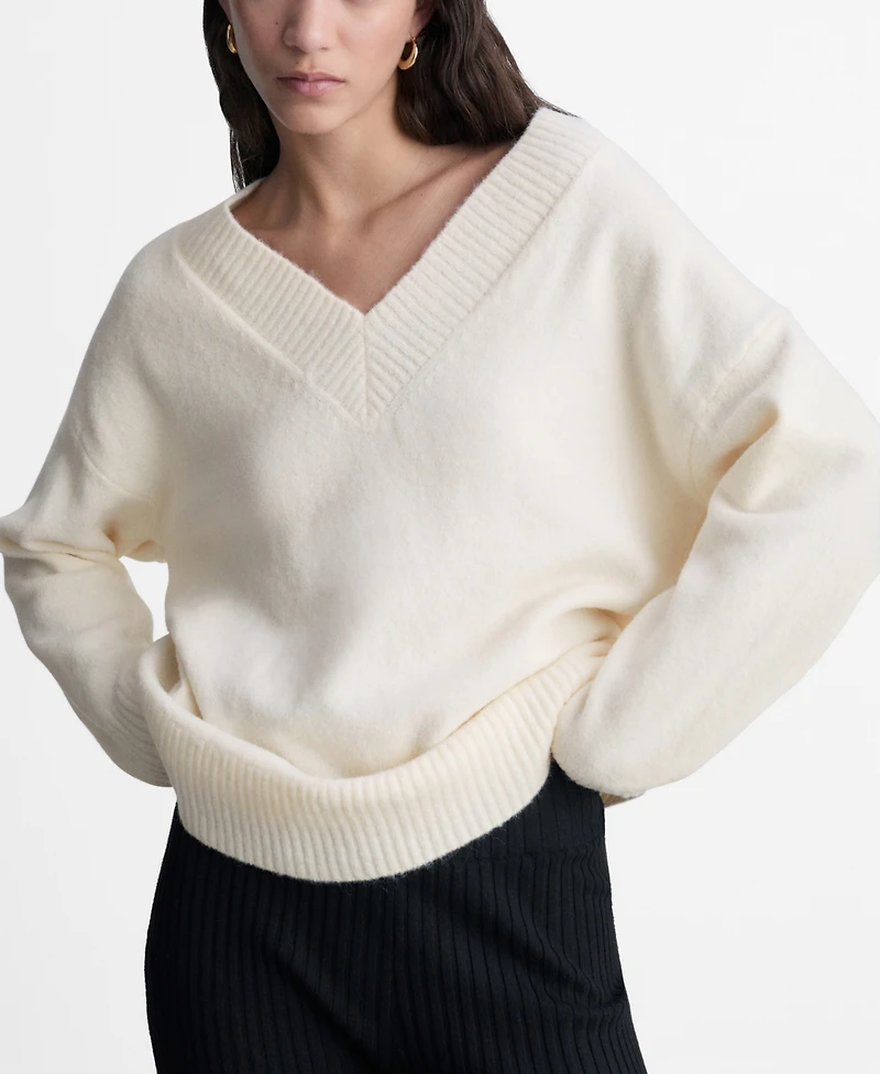 Mango Women's Oversized V-Neck Sweater