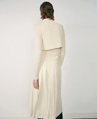Mango Women's Zipper Detail Combined Ribbed Sweater