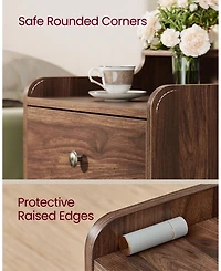Set of 2 Nightstands with Hidden Drawers for Bedroom Storage and Bedside Use