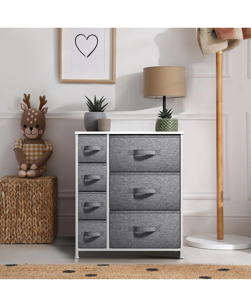 Sorbus Dresser with 7 Drawers - Storage Chest Organizer with Steel Frame, Wood Top, Handles