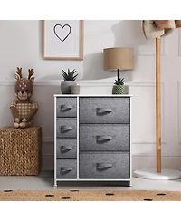 Sorbus Dresser with 7 Drawers - Storage Chest Organizer with Steel Frame, Wood Top, Handles