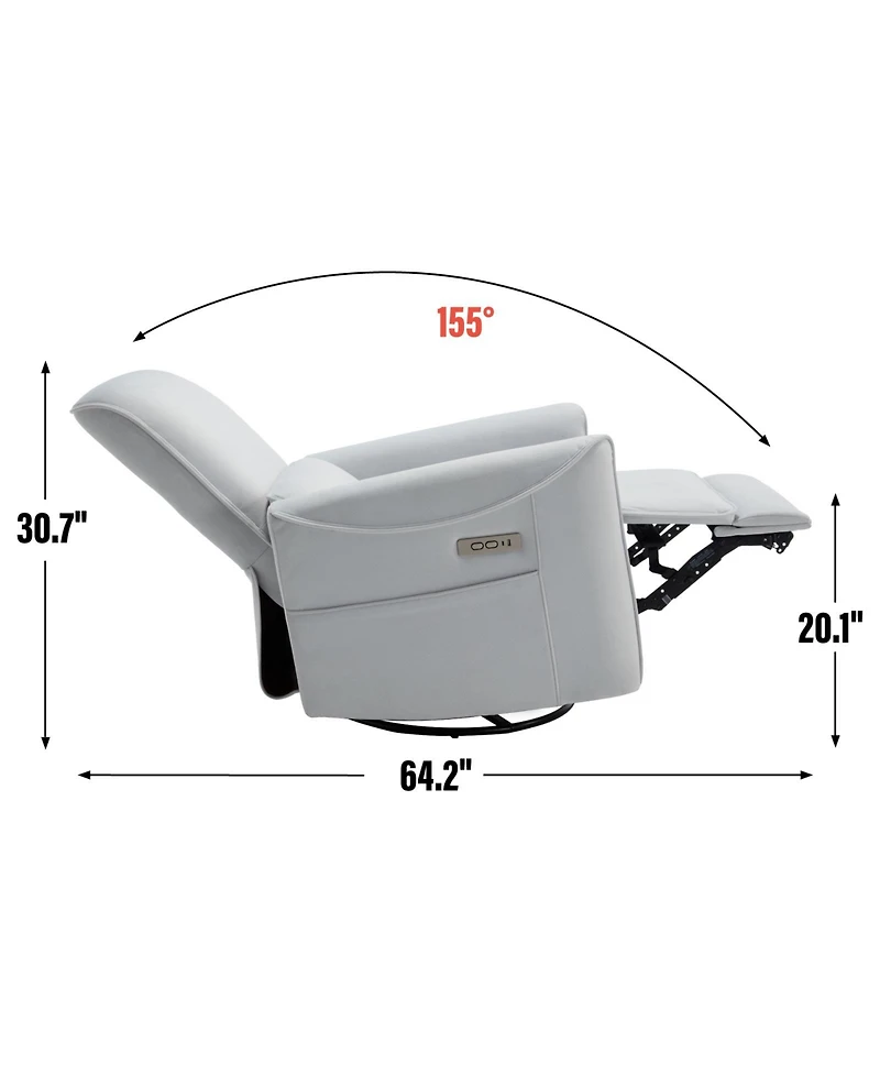 Mondawe Swivel and Rocker Power Recliner Chair, with Usb Type-c Ports