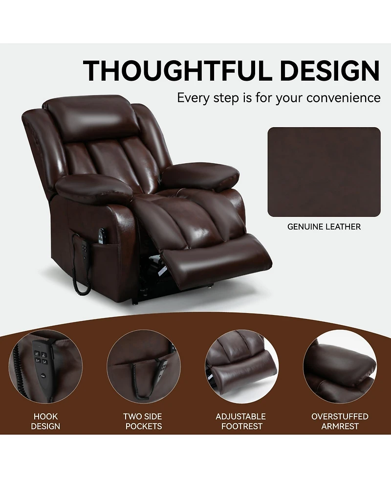 Mondawe Genuine Leather Power Lift Recliner Chair