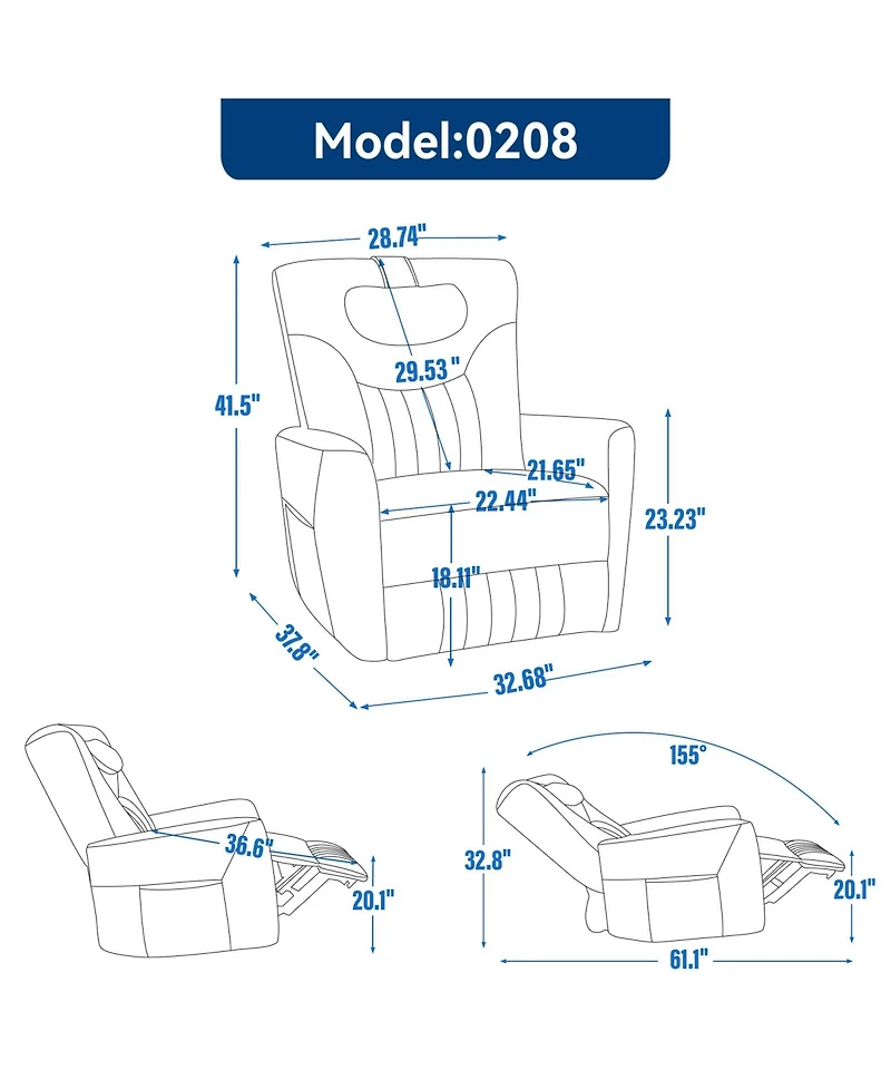 Mondawe Swivel And Rocker Power Recliner Chair