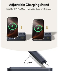Baseus Nomos 5-in-1 Charging Station 140W, Qi2 15W Magnetic Wireless Charger with 100W Retractable Cable