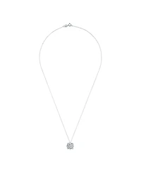 Sterling Silver White Gold Plated Cubic Zirconia Snowflake Cluster Pendant Necklace