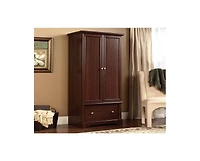 Closet Armoire with Garment Rod & Drawer – Clothing Wardrobe Cabinet for Bedroom, Entryway, or Guest Room