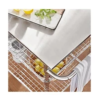 Mobile Kitchen Cart – Stainless Steel Top Island with 2-Tier Storage Shelves for Prep, Serving, and Organization