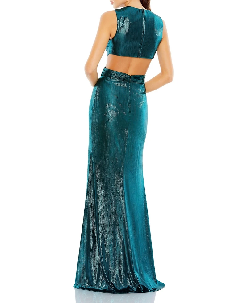 Mac Duggal Women's Metallic Cut Out Gown