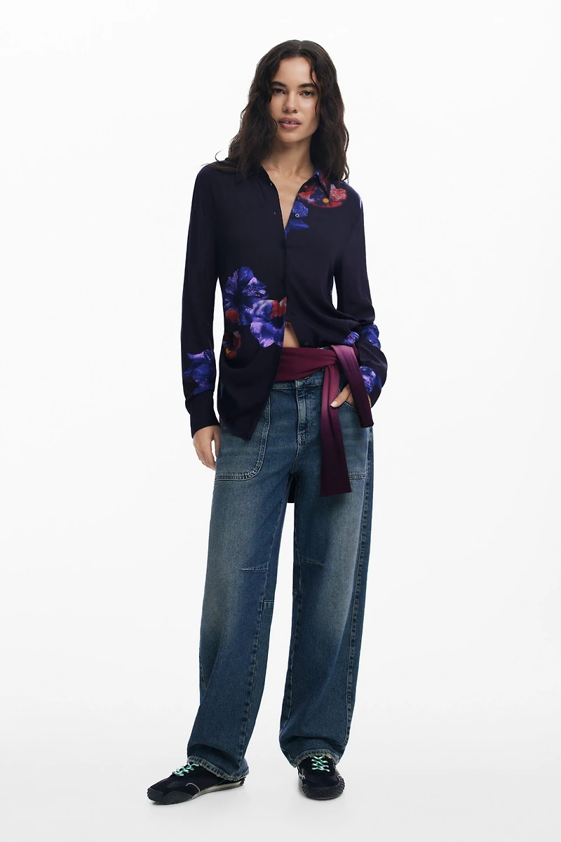 Desigual Women's Gathered floral fluid shirt