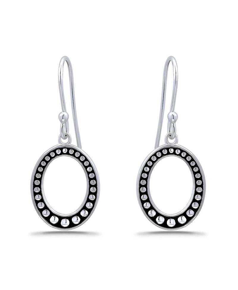 Macy's Oxidized Beaded Oval Fishhook Earrings