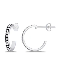 Macy's Oxidized Beaded Round Half Hoop Earrings