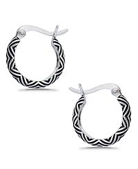 Macy's Oxidized Geometric Pattern Click Top Hoop Earrings