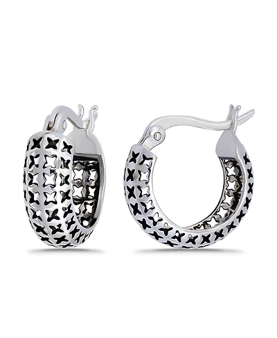 Macy's Oxidized X-Cut Out Pattern Click Top Hoop Earrings
