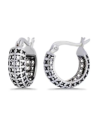 Macy's Oxidized X-Cut Out Pattern Click Top Hoop Earrings
