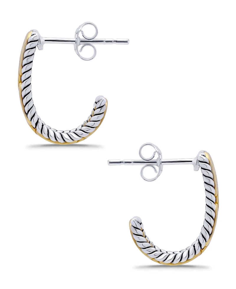 Macy's Oxidized Twist Chain Link Center J-Post Hoop Earrings