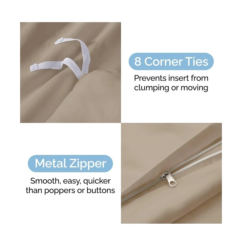 Premium Microfiber Duvet Cover Set - Queen Cream