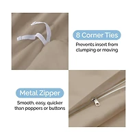 Premium Microfiber Duvet Cover Set - Queen Cream