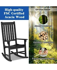 Gymax Wooden Rocking Chair Porch Rocker High Back Garden Seat