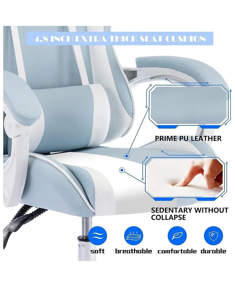 Dyhome Adjustable Reclining Ergonomic Faux Leather Swiveling Pc & Racing Game Chair