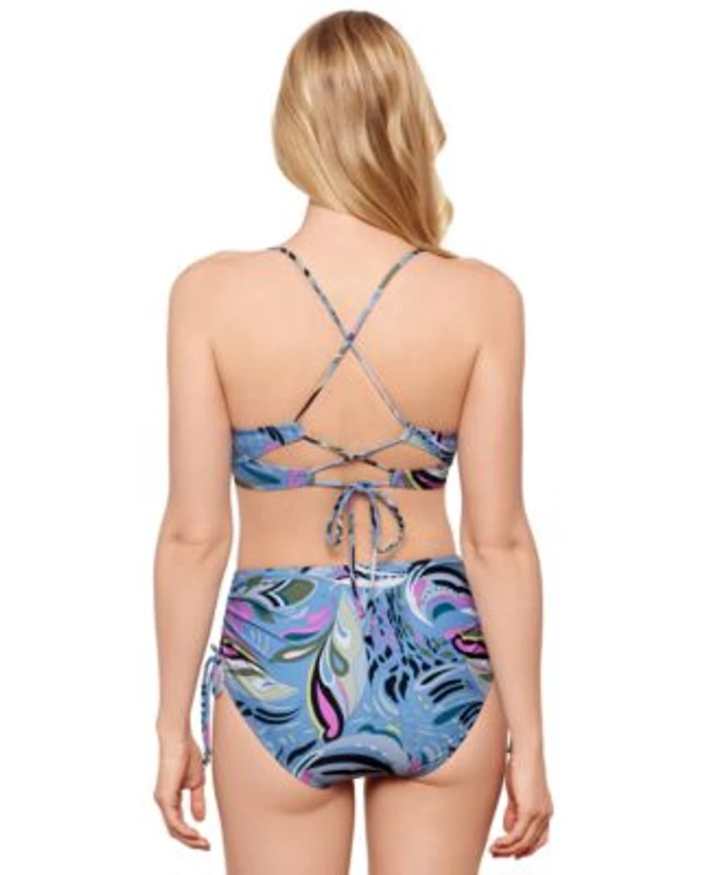 Salt Cove Juniors Printed Push Up Midkini Top Shirred High Waist Bottoms Exclusively At Macys
