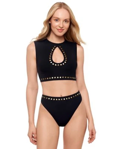 Salt Cove Juniors Studded Cropped Tankini Top High Waist Bottoms Exclusively At Macys