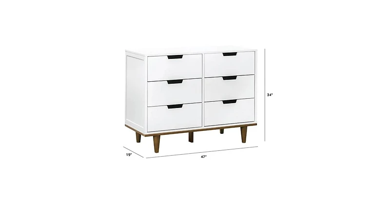 Slickblue Modern Mid-Century Style 6-Drawer Double Dresser