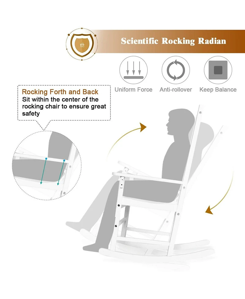 Gymax Wooden Rocking Chair Porch Rocker High Back Garden Seat