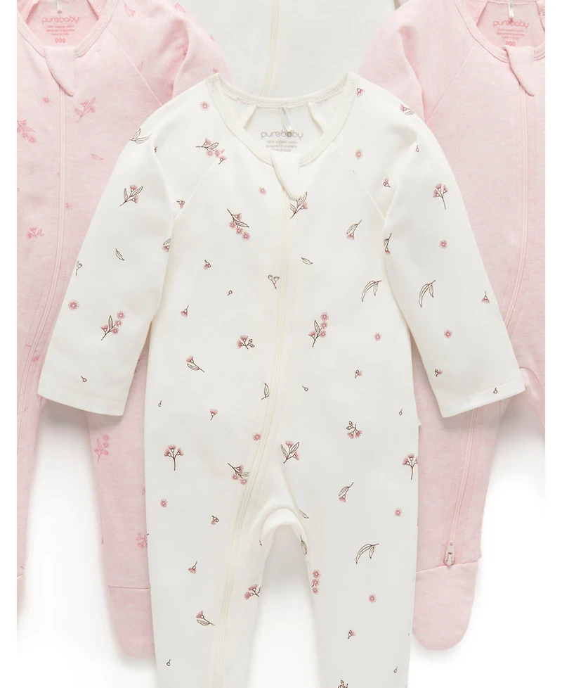 Purebaby Baby Girls Zip Coverall 4 Pack