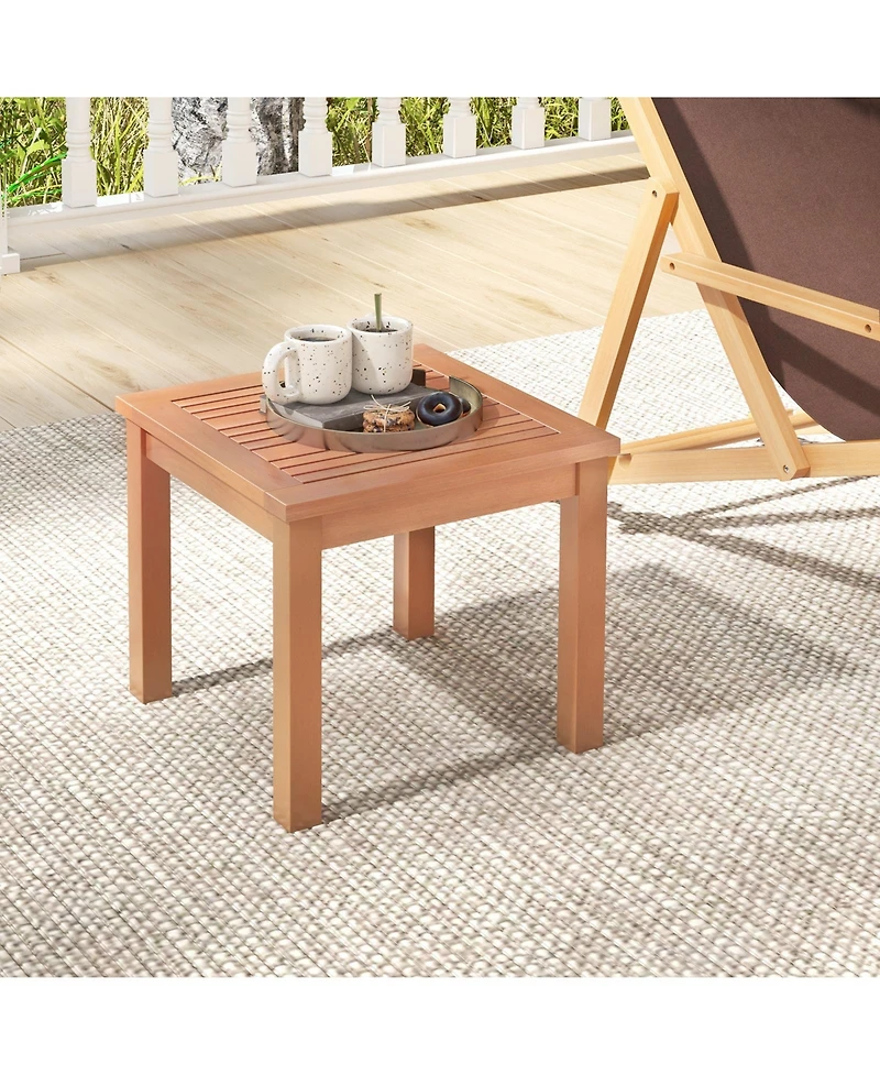 Gouun 18-Inch Square Wooden Adirondack Side Table with Slatted Top for Indoor and Outdoor Use