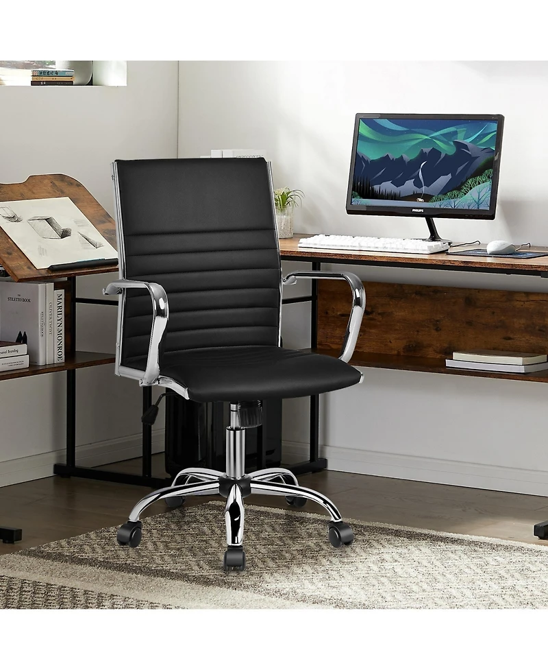Gouun High Back Ribbed Office Chair with Armrests