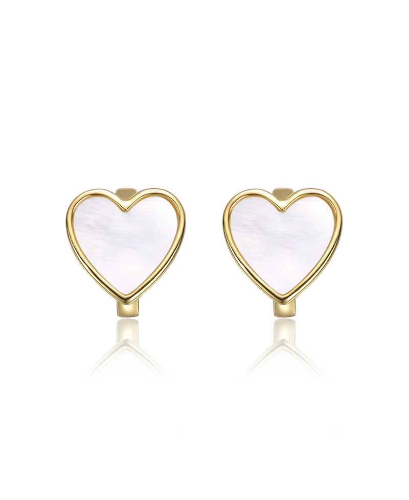 GiGiGirl Adorable Kids 14k Gold Plated Mother of Pearl Heart Earrings