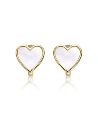 GiGiGirl Adorable Kids 14k Gold Plated Mother of Pearl Heart Earrings