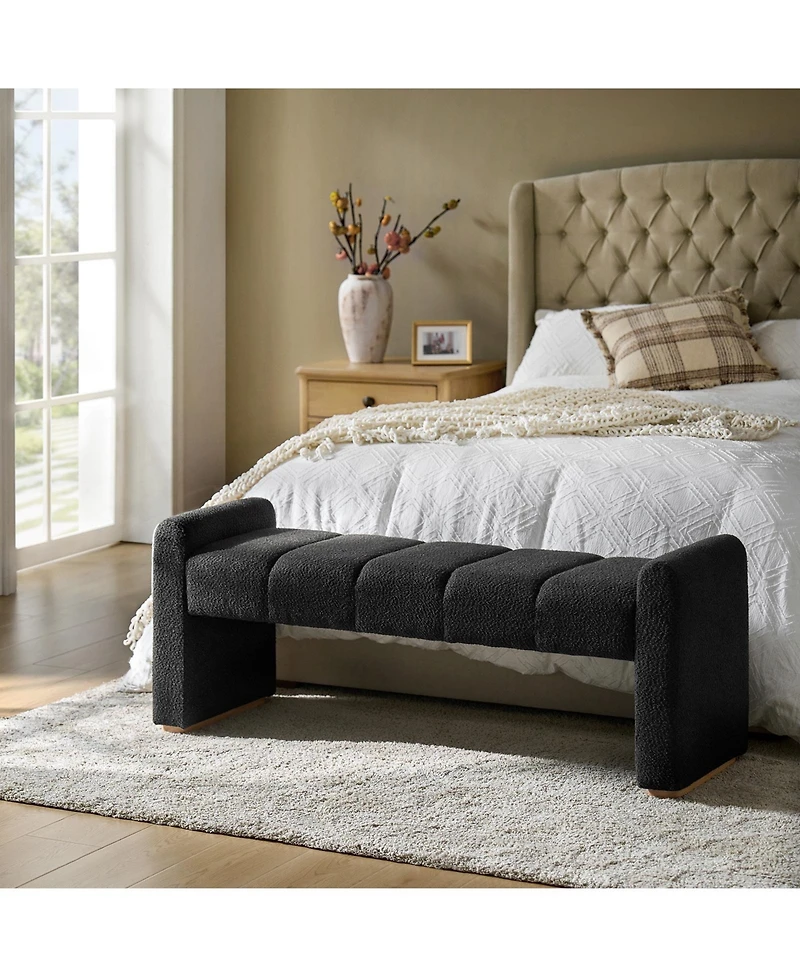 Hulala Home Jorge Modern Bench with Sturdy Rubber Wood Legs
