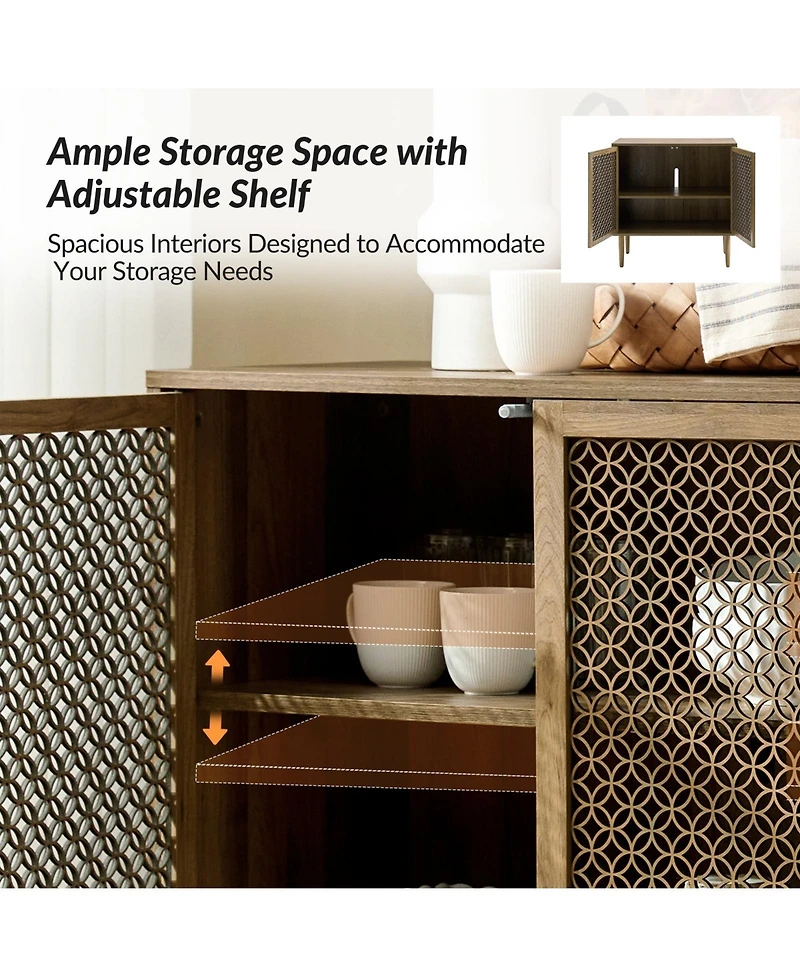 Hulala Home Giovanna Modern 32"Tall 2-Door Accent Cabinet with Adjustable Feet