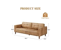 gaomon 3-Seater Sofa Couch, 83" Wide Faux Leather Sofa Couch with Spring Cushion, Modern Sofa with Deep Seats and 2 Removable Back Cushions