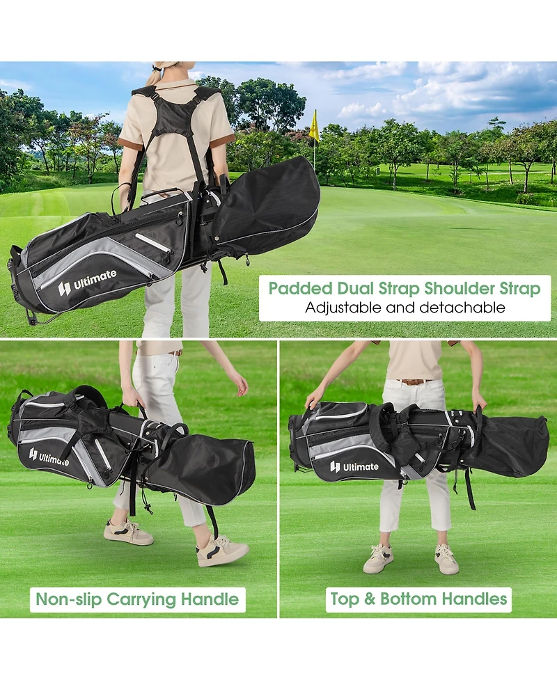 Gymax Golf Stand Bag Golf Club Bag w/ 14 Way Top Dividers & 6 Pockets & Carrying Handles