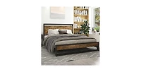 Modern Farmhouse Platform Bed Frame with Wood Panel Headboard Footboard