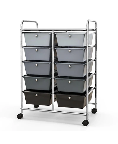 Gouun 10-Drawer Rolling Storage Cart