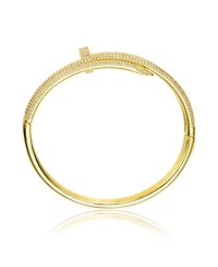 14k Gold Plated with Clear Cubic Zirconia Bangle Bracelet