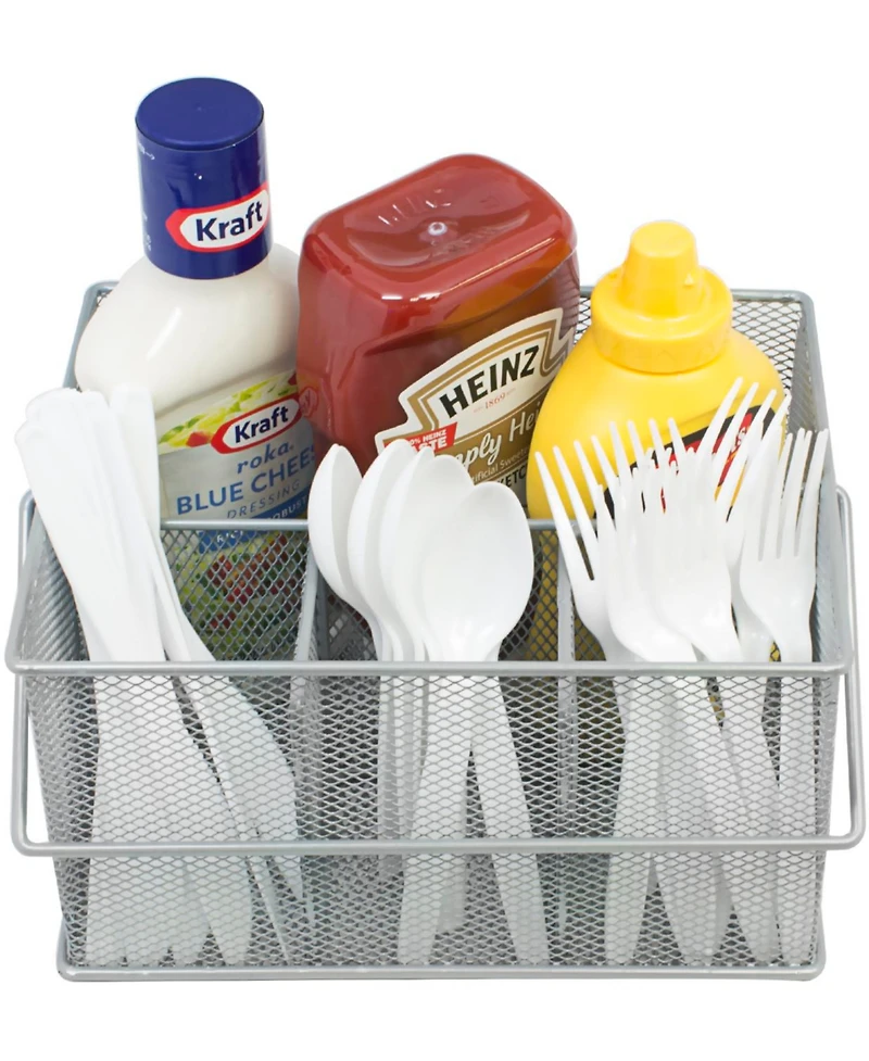 Sorbus Mesh Utensil Caddy - Organize & Serve in Style! Perfect for Kitchen, Parties, and More. Multi-purpose with Compartments & Sturdy Handle