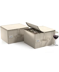 Sorbus Stemware Storage Case - with Hard Shell, Dividers and Handle - Stemware Storage Containers Holds 12