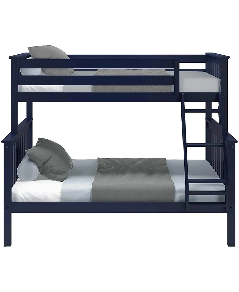 Space-Saving Solid Wood Bunk Bed – Twin Over Design with Built-in Ladder and Full-Length Safety Rails