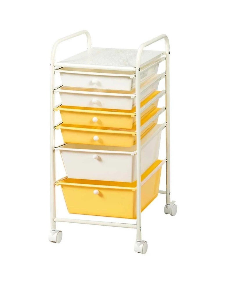 Gouun 6-Drawer Rolling Storage Cart with Clear Plastic Drawers and Lockable Wheels