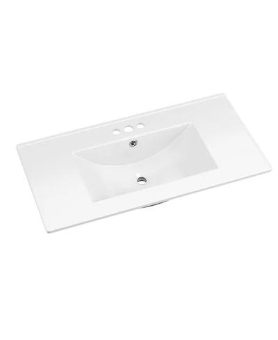 Lovmor Bathroom Ceramic Vanity Top with Three Holes in White