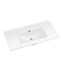 Lovmor Bathroom Ceramic Vanity Top with Three Holes in White