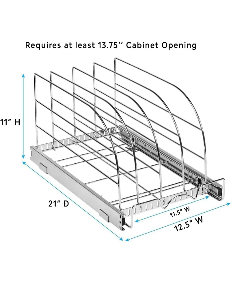 Florida Brands Bakeware Pull Out Organizer for Cookie Sheet, Cutting Board, Bakeware, and Tray 12.5 x 21 In